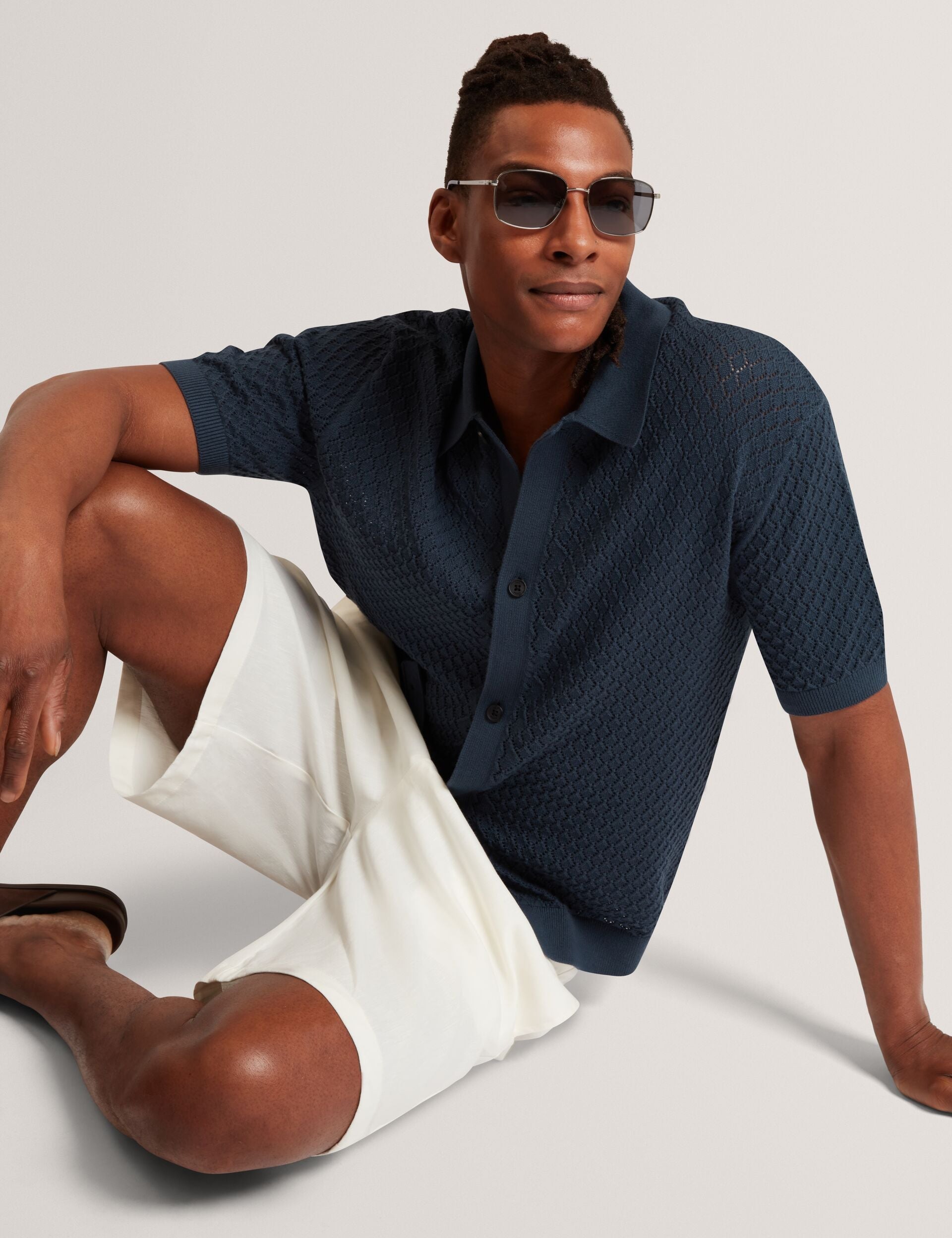 Men DOMATI Diamond Crochet Knit Short Sleeve Shirt - Ted Baker