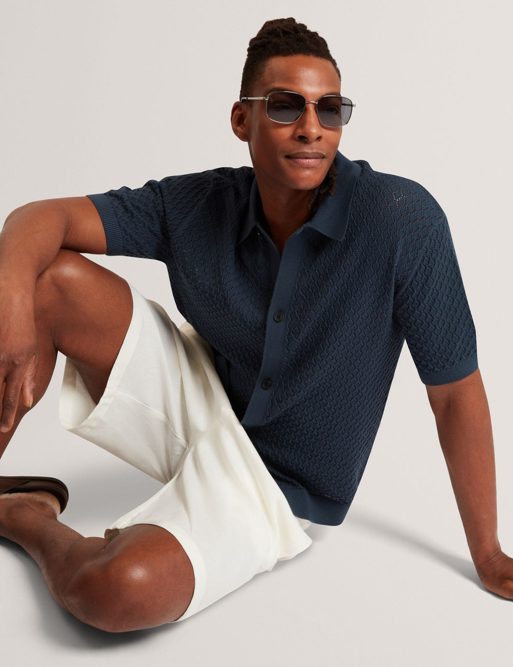 Men DOMATI Diamond Crochet Knit Short Sleeve Shirt - Ted Baker