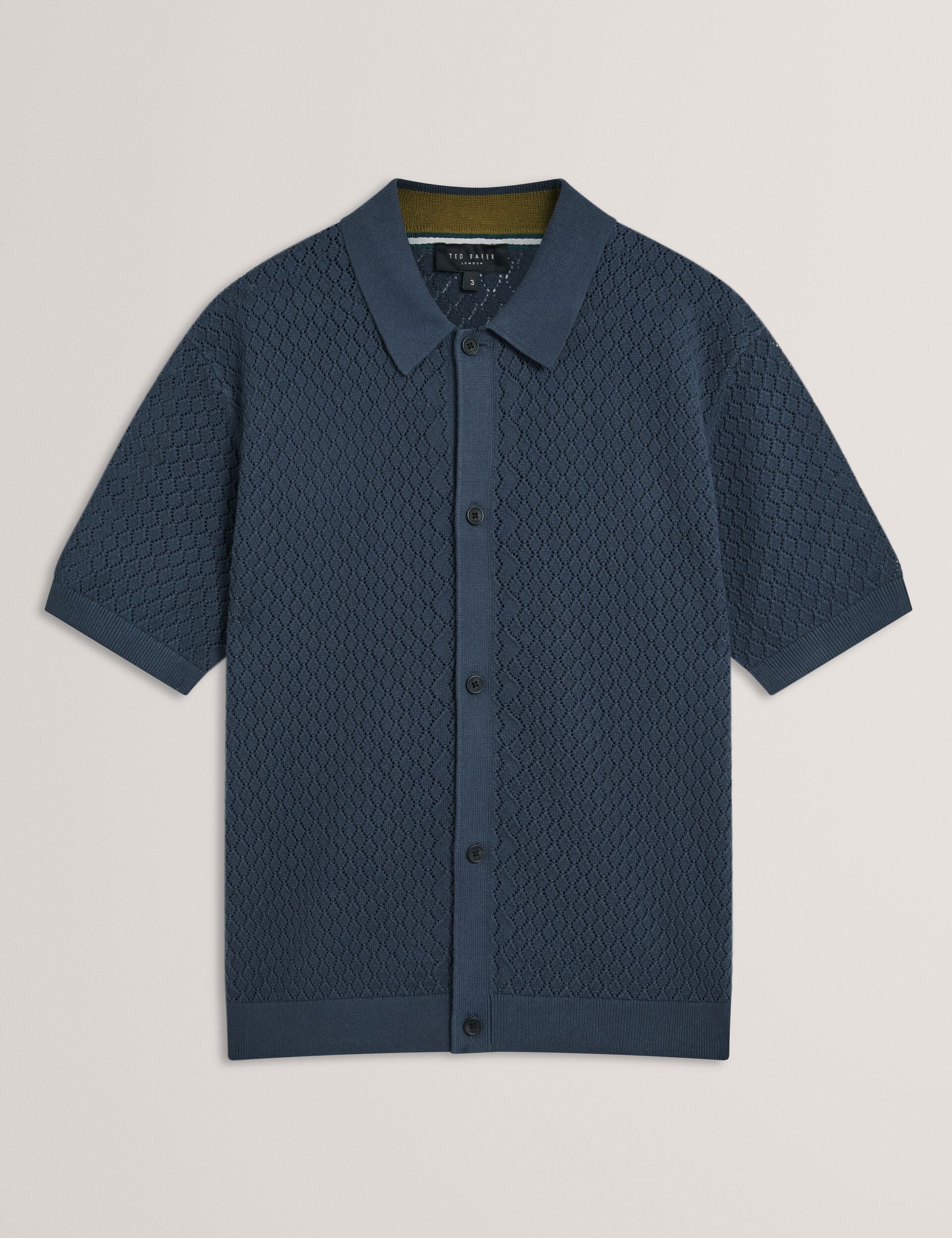 Men DOMATI Diamond Crochet Knit Short Sleeve Shirt - Ted Baker