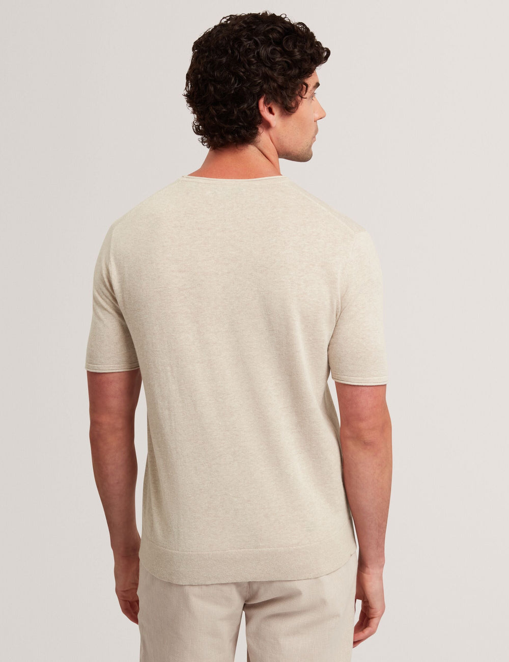 Men CURRAN Rolled Edge Linen Blend Knit T-Shirt - Ted Baker