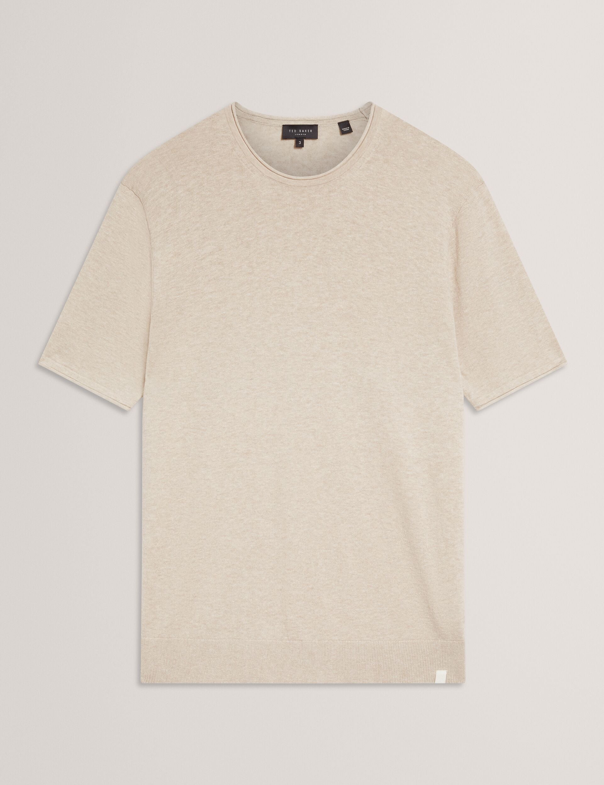 Men CURRAN Rolled Edge Linen Blend Knit T-Shirt - Ted Baker