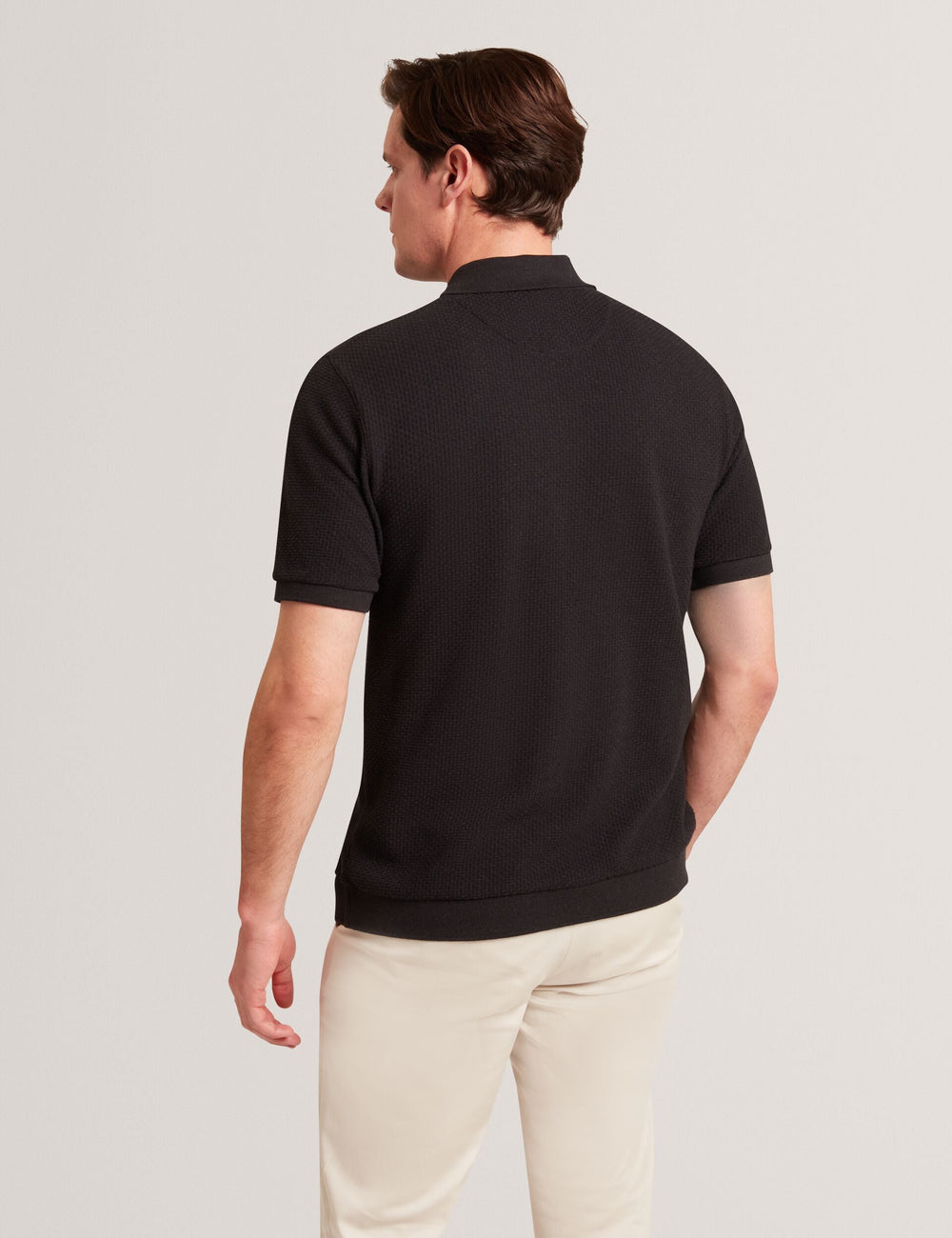 Men CONNYR Textured Knit Button-Through Polo Shirt - Ted Baker