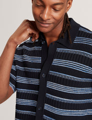 Men FLOREM Stitched Stripe Knit Short Sleeve Shirt - Ted Baker