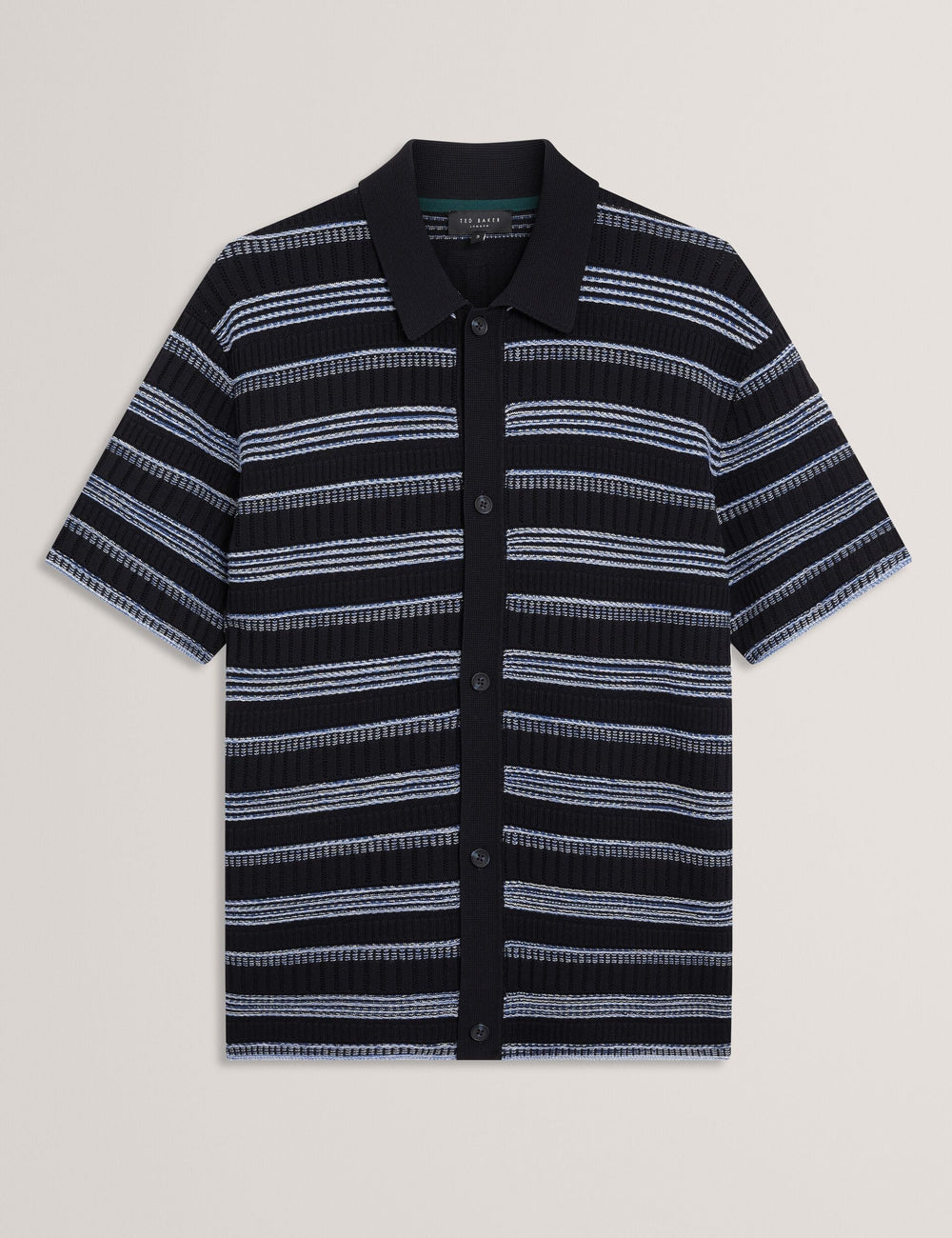 Men FLOREM Stitched Stripe Knit Short Sleeve Shirt - Ted Baker