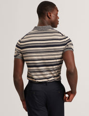 Men BRODI Striped Linen Blend Knitted Polo Shirt - Ted Baker