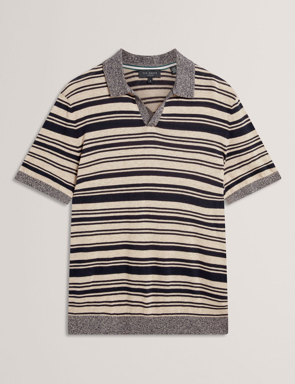 Men BRODI Striped Linen Blend Knitted Polo Shirt - Ted Baker