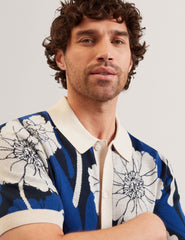 Men ALDERY Jacquard Botanical Print Wool Blend Shirt - Ted Baker