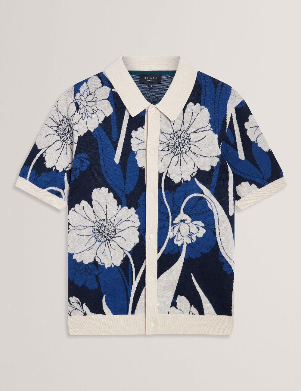 Men ALDERY Jacquard Botanical Print Wool Blend Shirt - Ted Baker