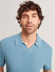 Men AINDREA Stitched Rib Open Neck Polo Shirt - Ted Baker