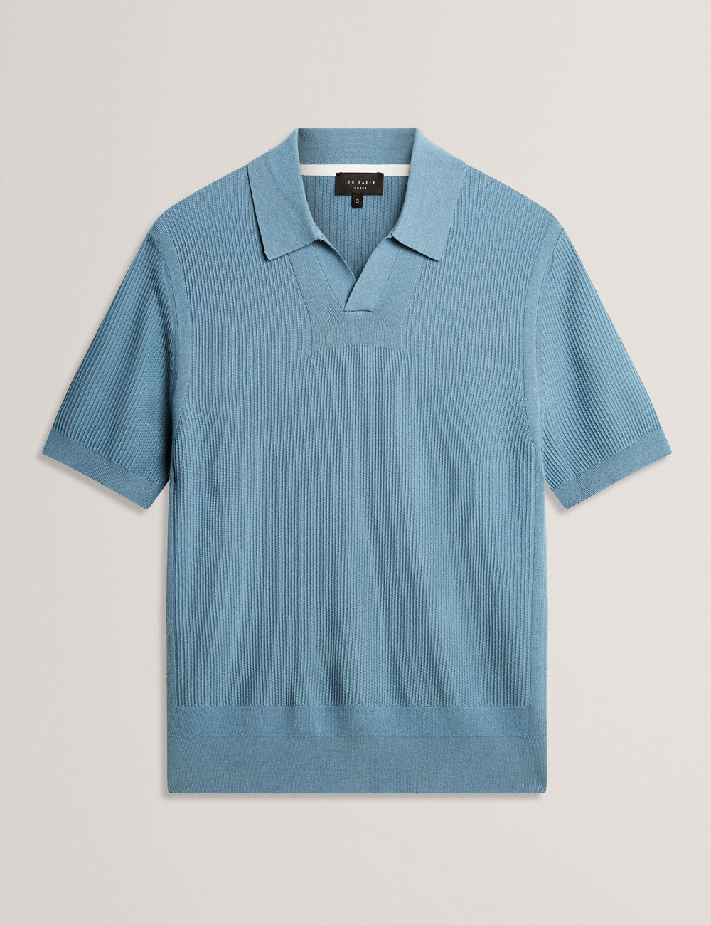 Men AINDREA Stitched Rib Open Neck Polo Shirt - Ted Baker