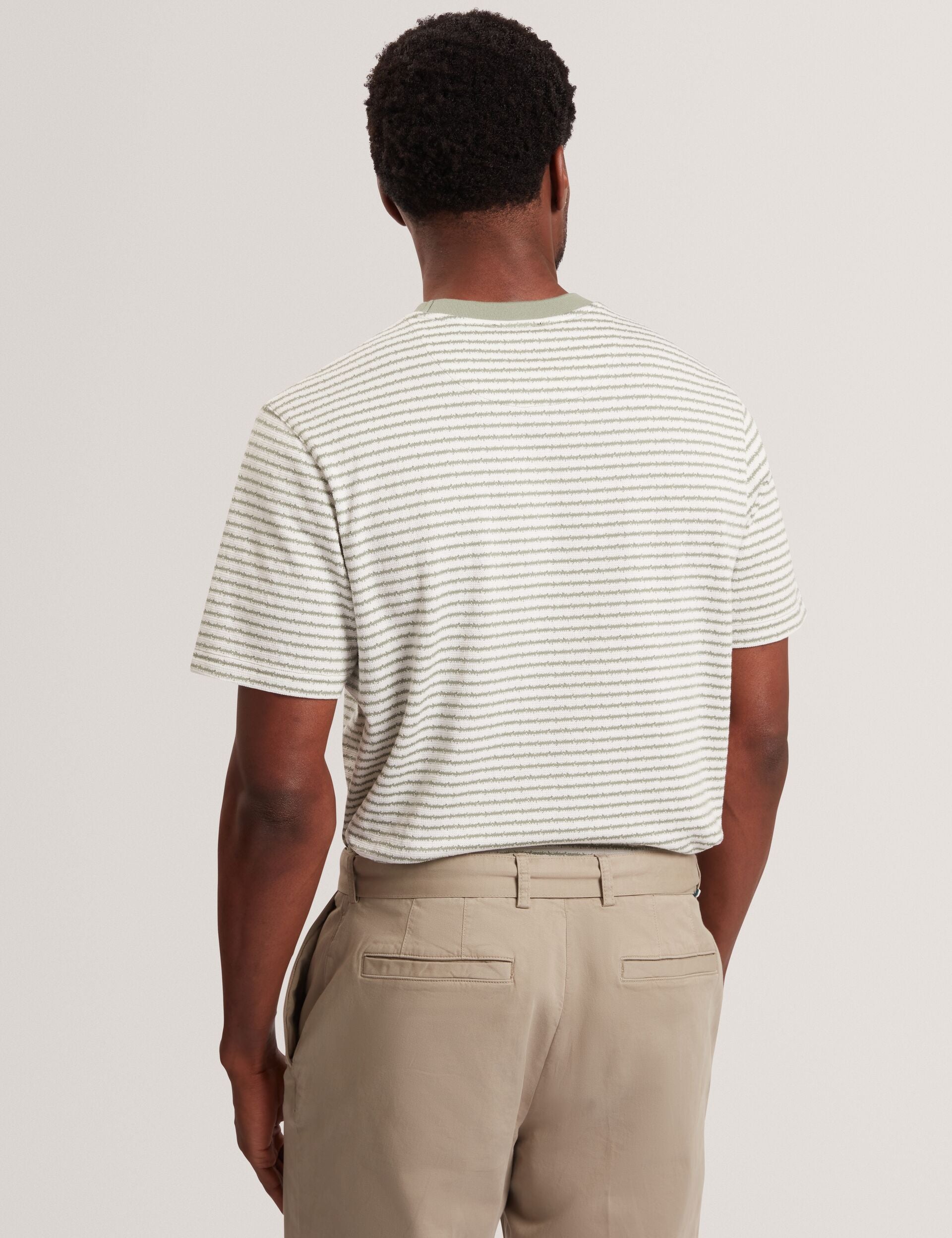 Men VEXRIN Textural Stripe Crew Neck Cotton T-Shirt - Ted Baker
