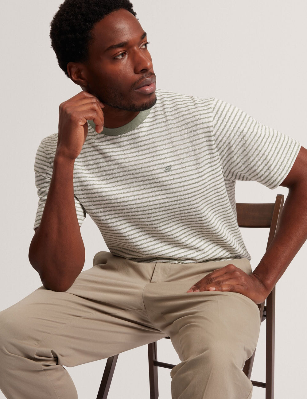 Men VEXRIN Textural Stripe Crew Neck Cotton T-Shirt - Ted Baker