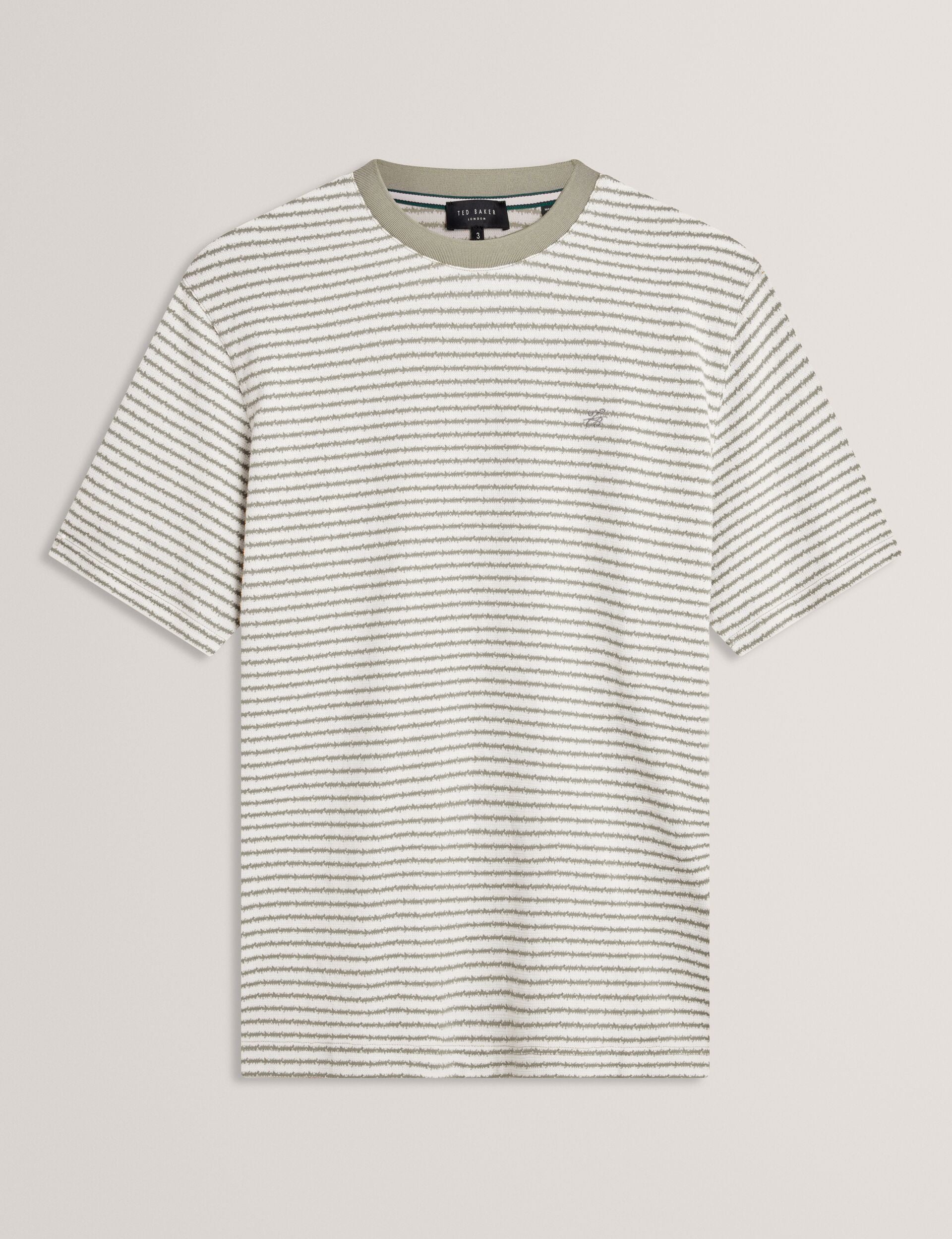Men VEXRIN Textural Stripe Crew Neck Cotton T-Shirt - Ted Baker