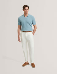 Men LUTHEN Zig Zag Knit Open Neck Polo - Ted Baker