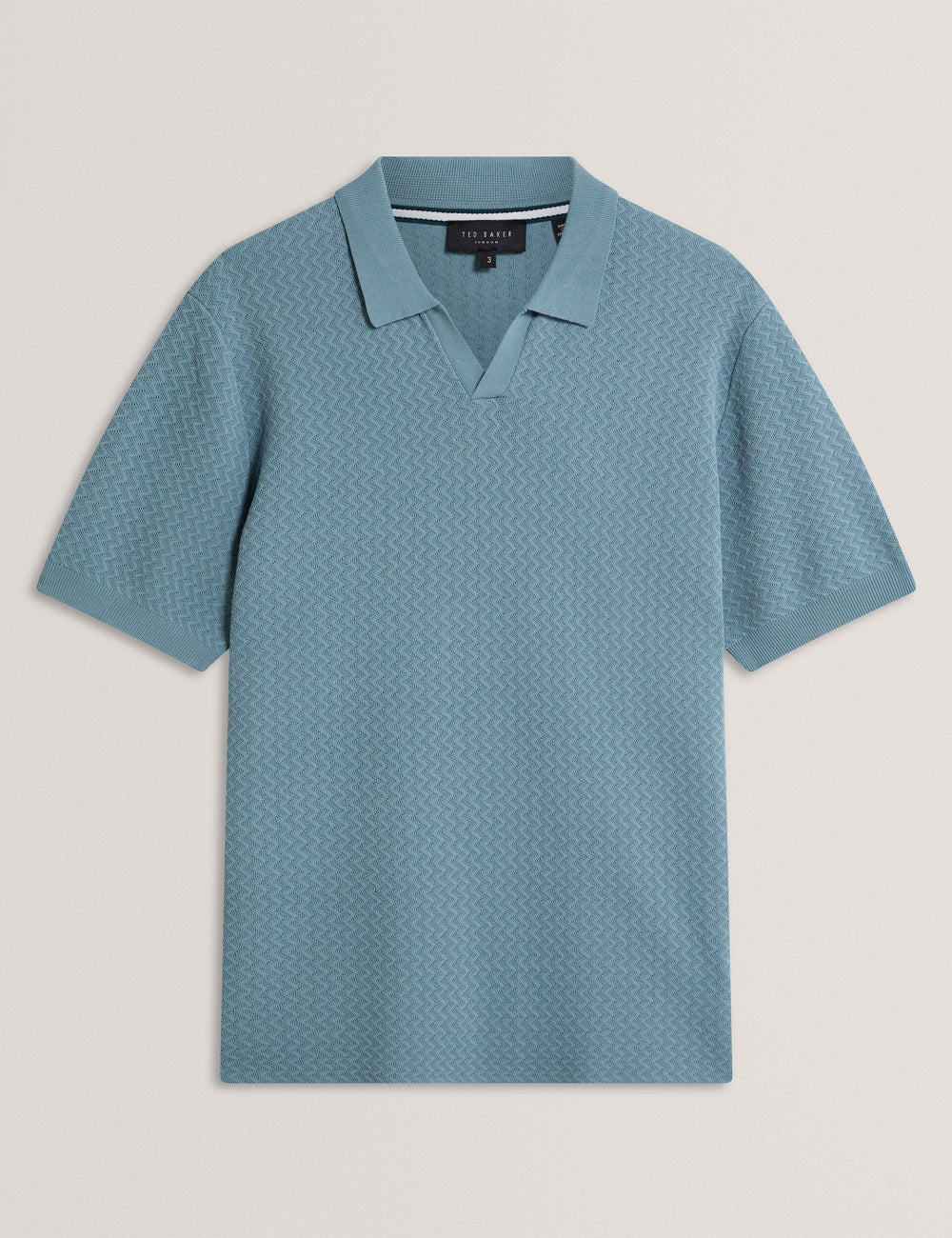 Men LUTHEN Zig Zag Knit Open Neck Polo - Ted Baker