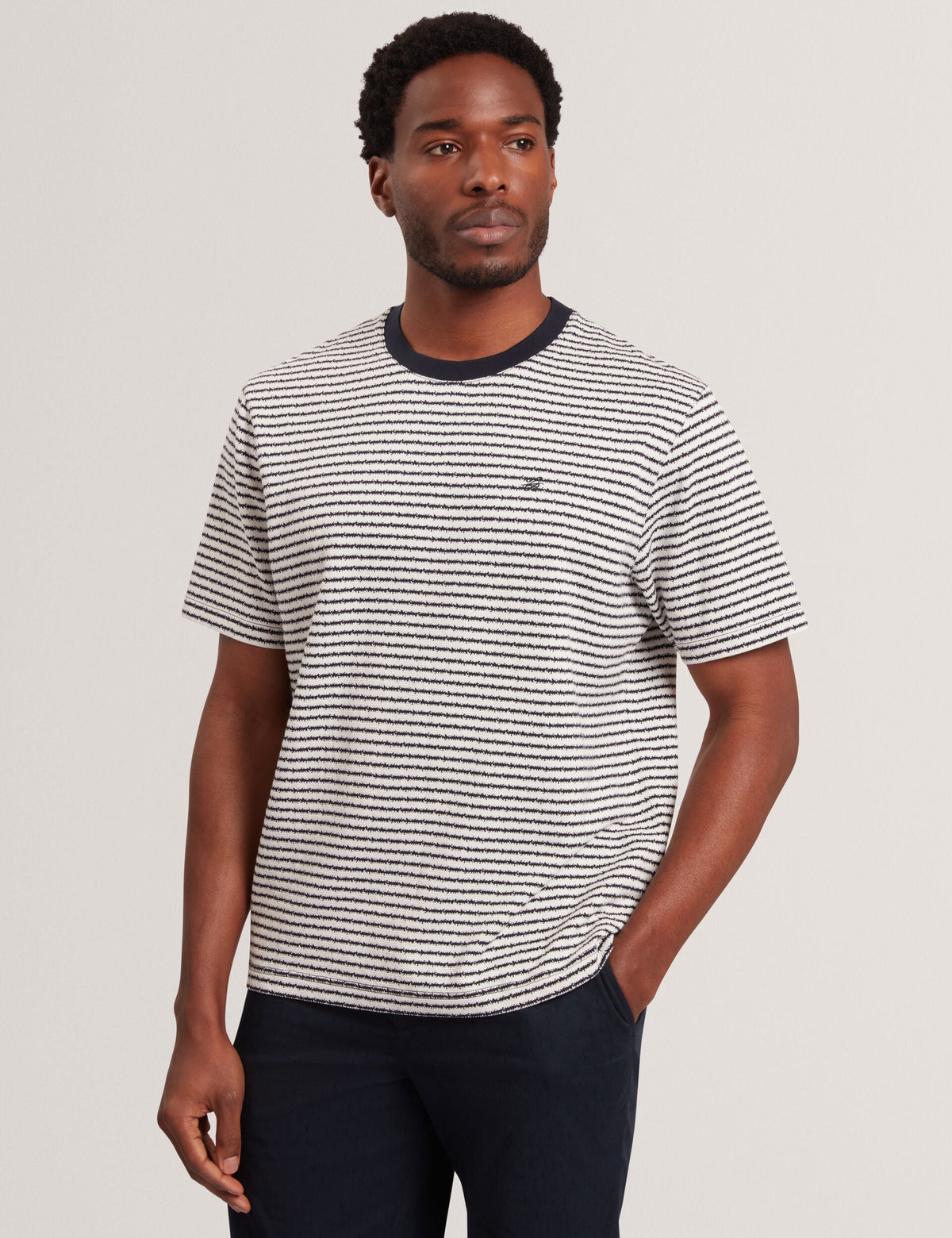 Men|Sale VEXRIN Textural Stripe Crew Neck Cotton T-Shirt - Ted Baker