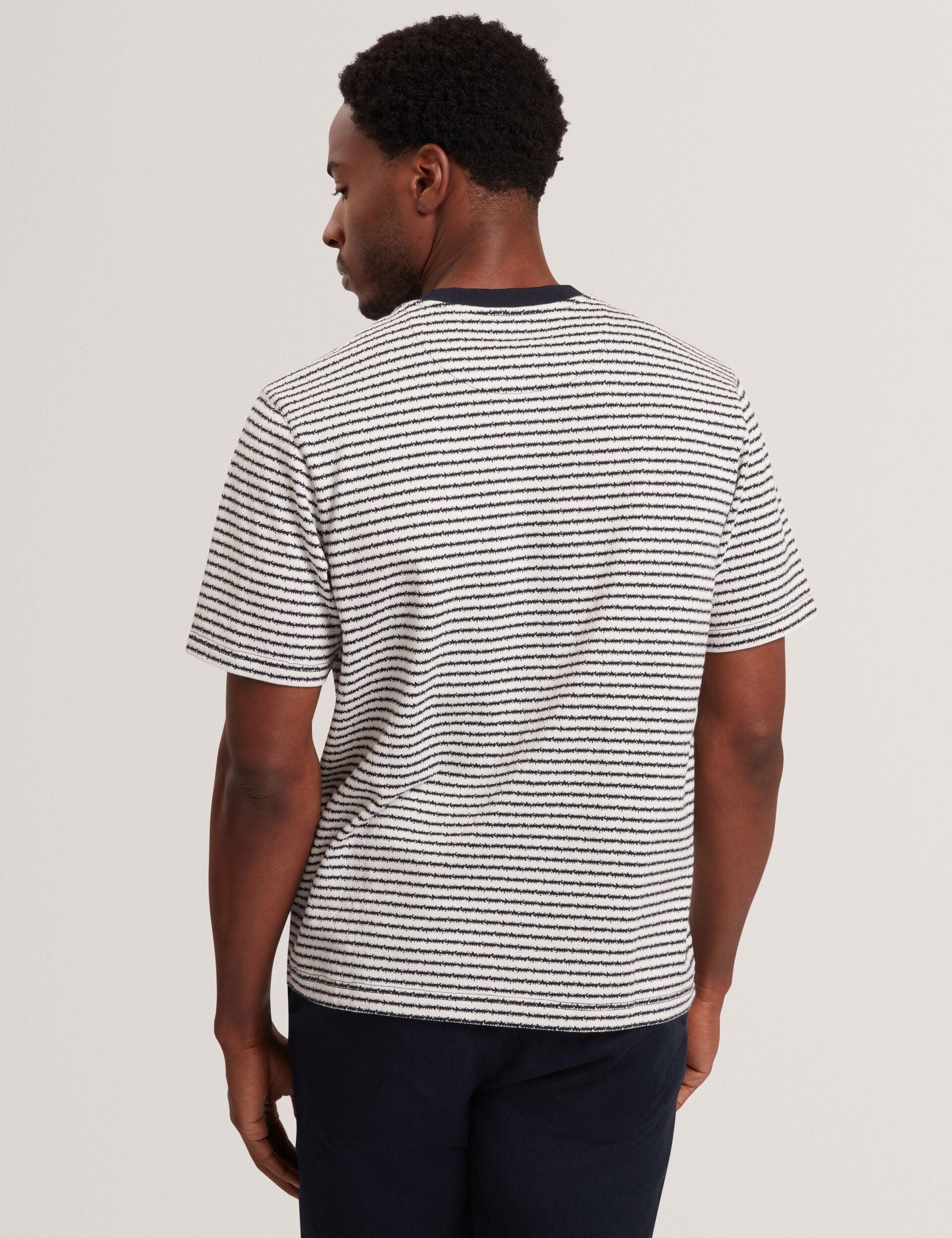 Men|Sale VEXRIN Textural Stripe Crew Neck Cotton T-Shirt - Ted Baker