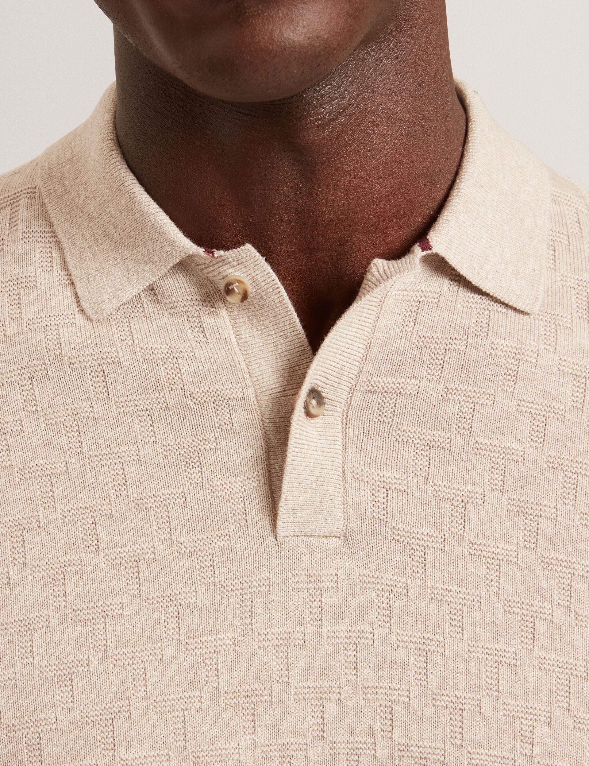 Men|Sale GATEN Branded Texture Long Sleeve Polo - Ted Baker