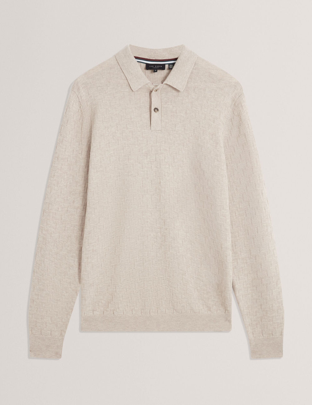 Men|Sale GATEN Branded Texture Long Sleeve Polo - Ted Baker