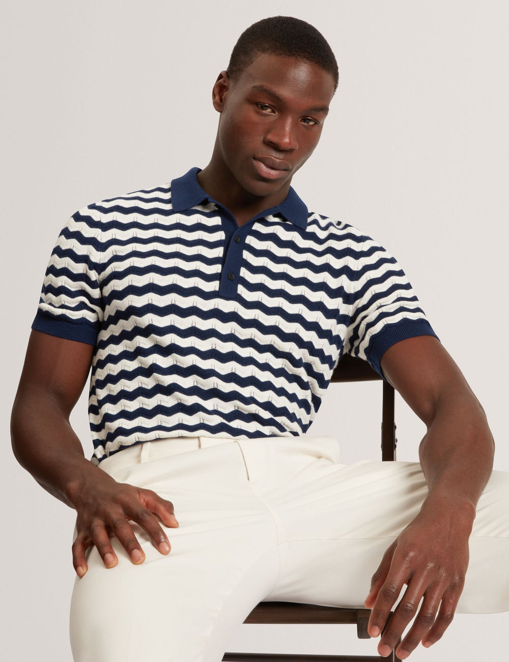 Men FROOBIE Wavy Stripe Merino Wool Blend Polo - Ted Baker