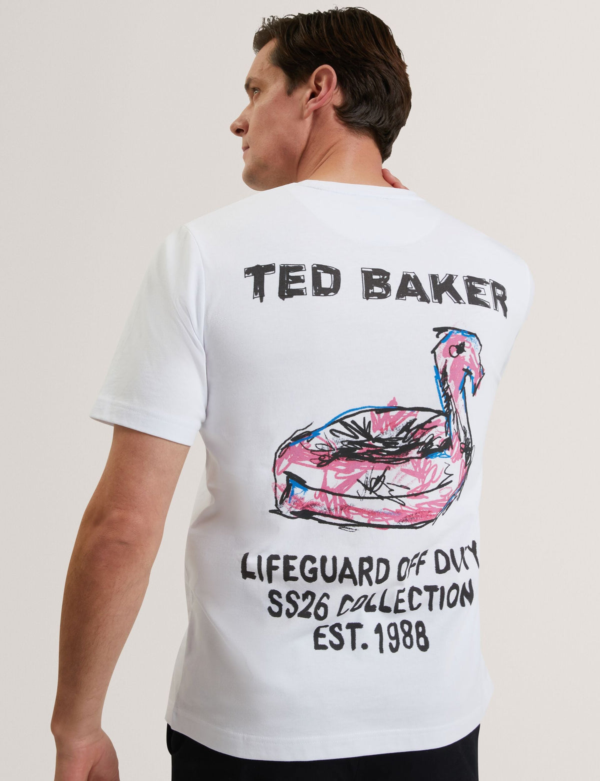 Men RAMOSS Flamingo Back Graphic Cotton T-Shirt - Ted Baker