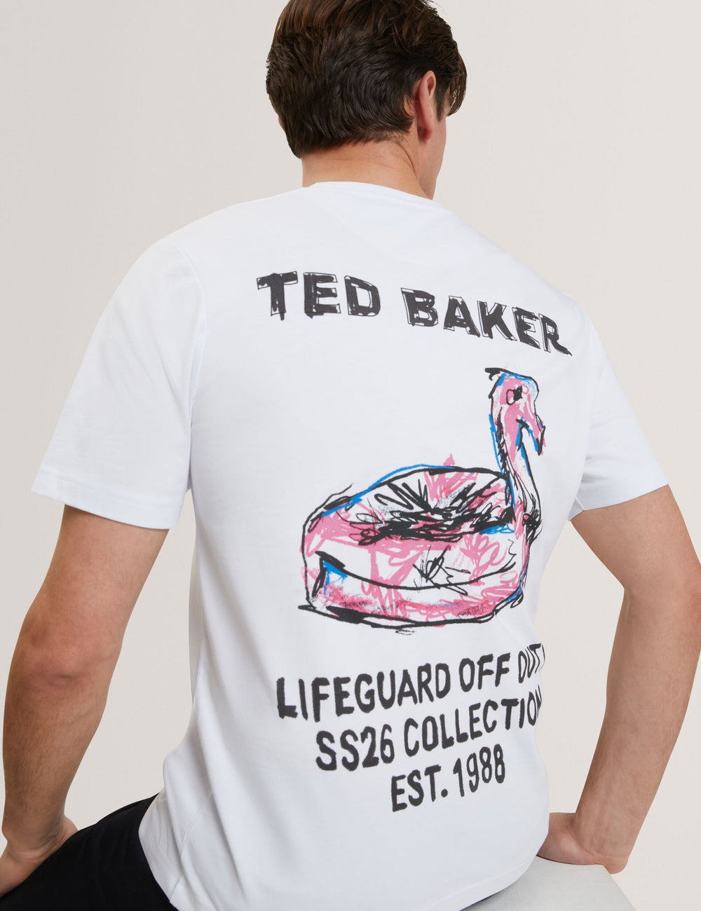 Men RAMOSS Flamingo Back Graphic Cotton T-Shirt - Ted Baker