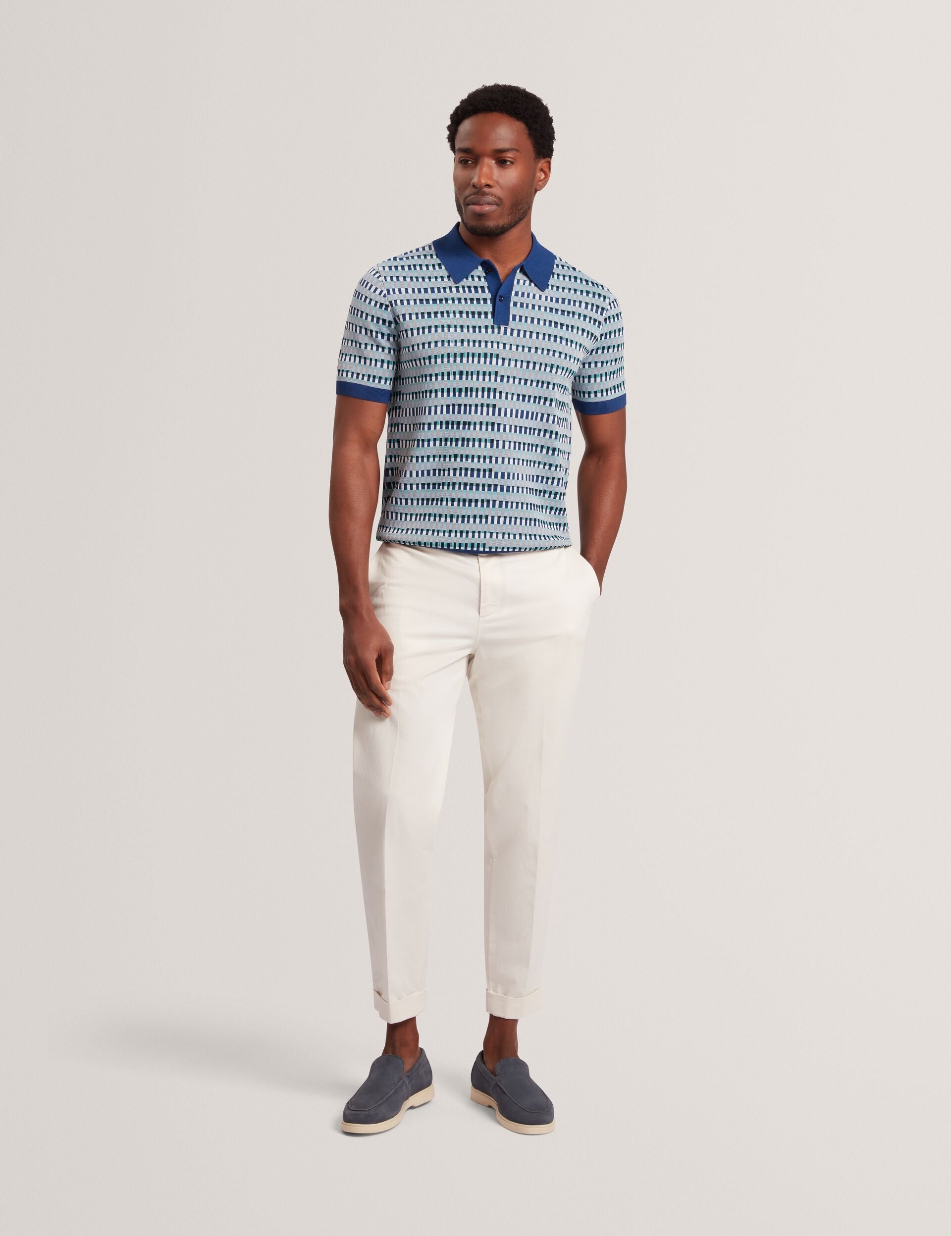 Men|Sale TADMORI Jacquard Dash Check Knitted Polo - Ted Baker
