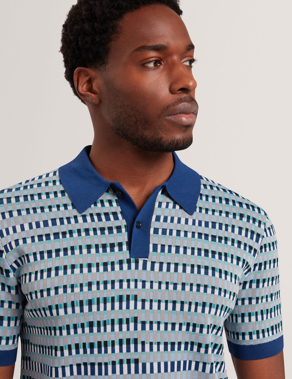 Men|Sale TADMORI Jacquard Dash Check Knitted Polo - Ted Baker