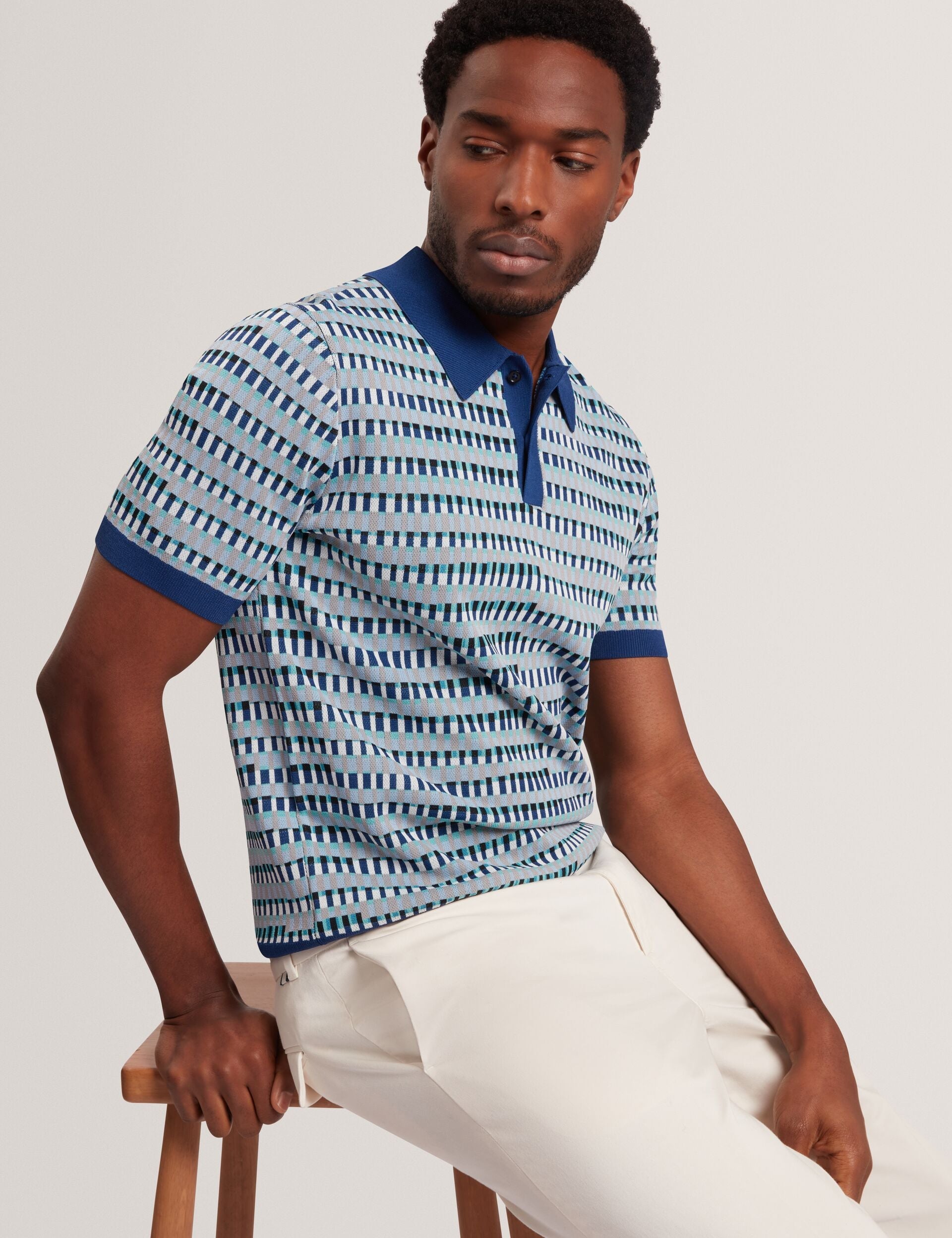 Men|Sale TADMORI Jacquard Dash Check Knitted Polo - Ted Baker