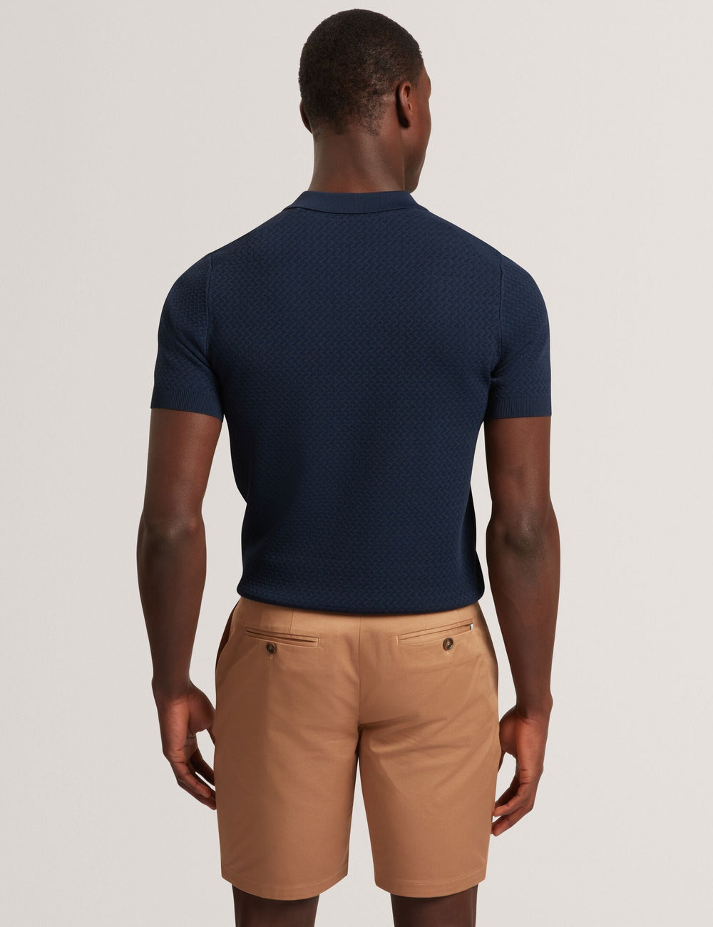 Men LUTHEN Zig Zag Knit Open Neck Polo - Ted Baker