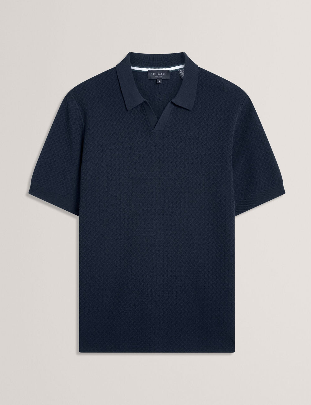 Men LUTHEN Zig Zag Knit Open Neck Polo - Ted Baker