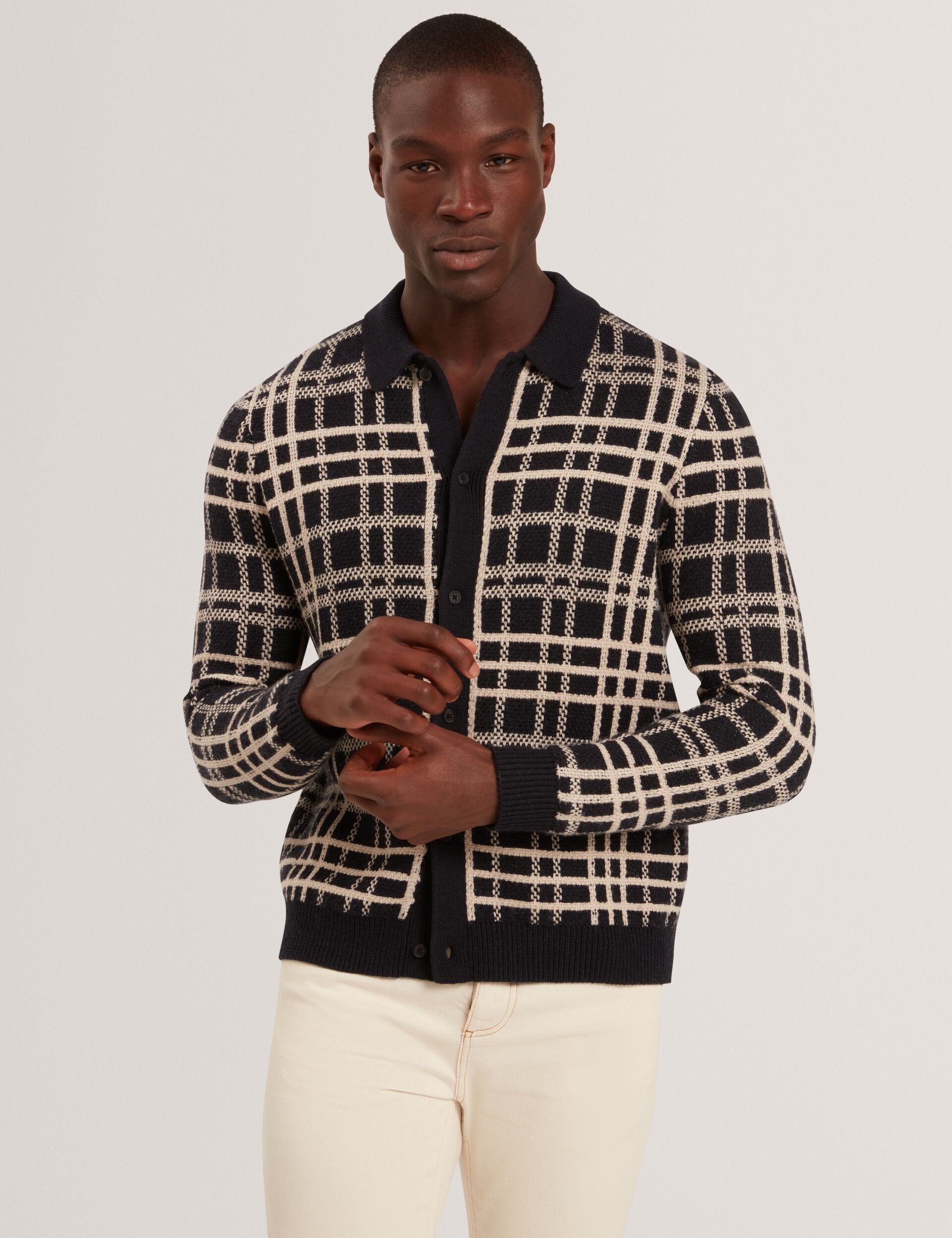 Men|Sale JOVIEN Check Print Button-Through Knit Polo - Ted Baker
