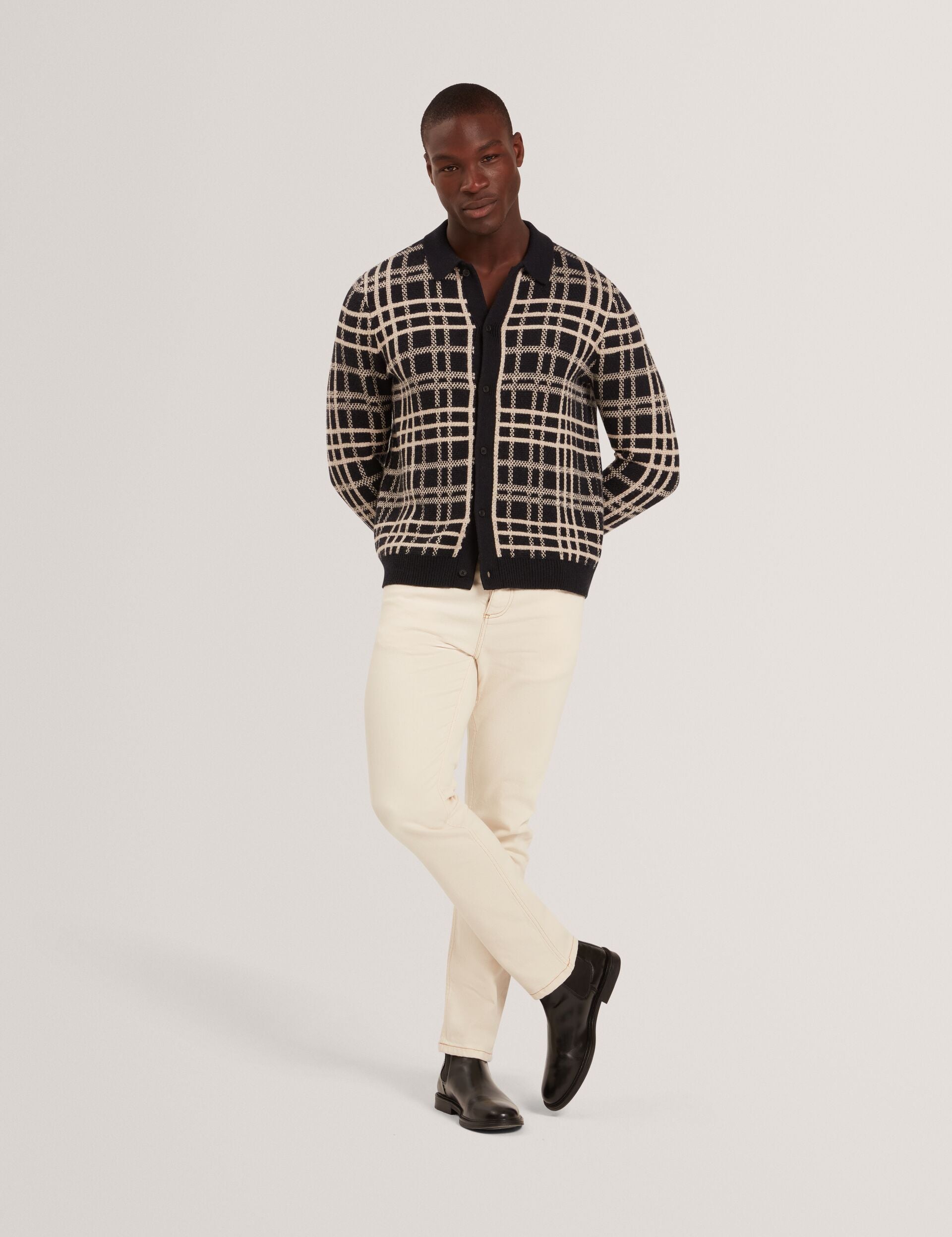 Men|Sale JOVIEN Check Print Button-Through Knit Polo - Ted Baker