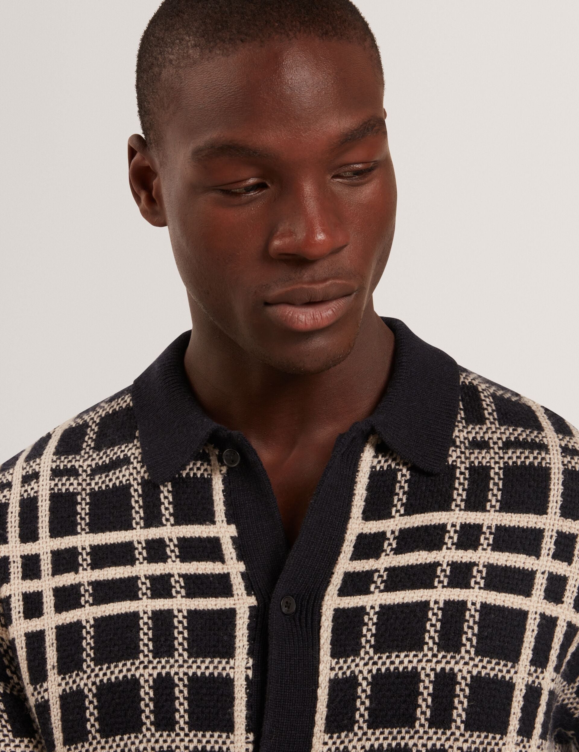 Men|Sale JOVIEN Check Print Button-Through Knit Polo - Ted Baker
