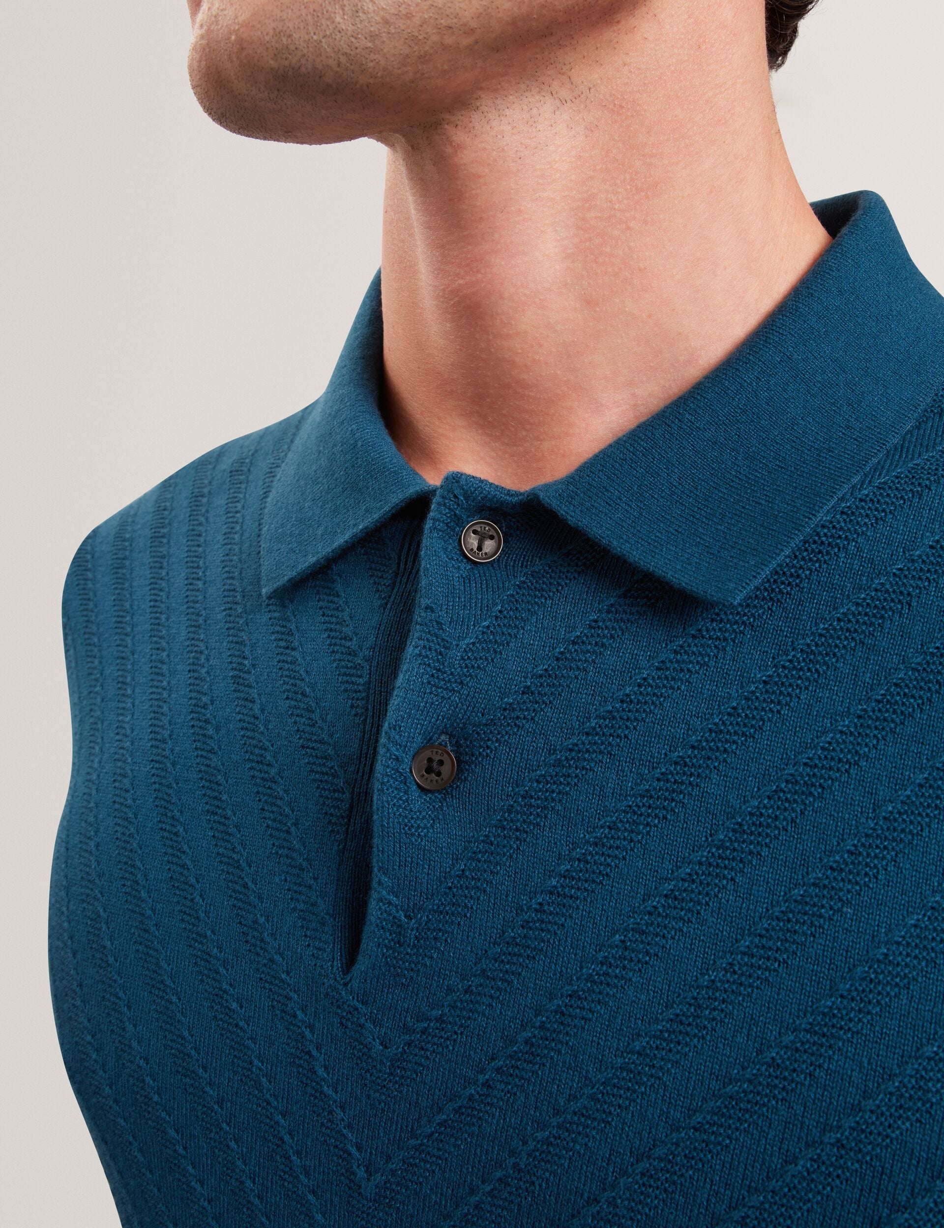 Men|Sale CHAPAL Chevron Texture Knit Short Sleeve Polo - Ted Baker