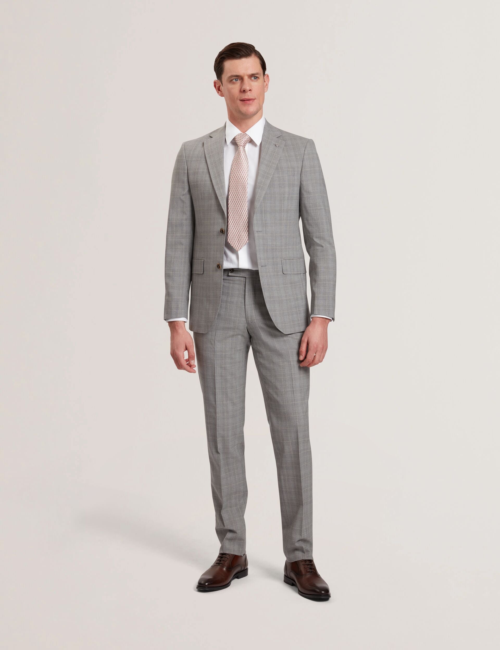 Men JAYSON - Slim Fit Grey Check Wool Suit Jacket - Ted Baker