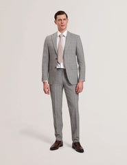 Men JAYSON - Slim Fit Grey Check Wool Suit Jacket - Ted Baker