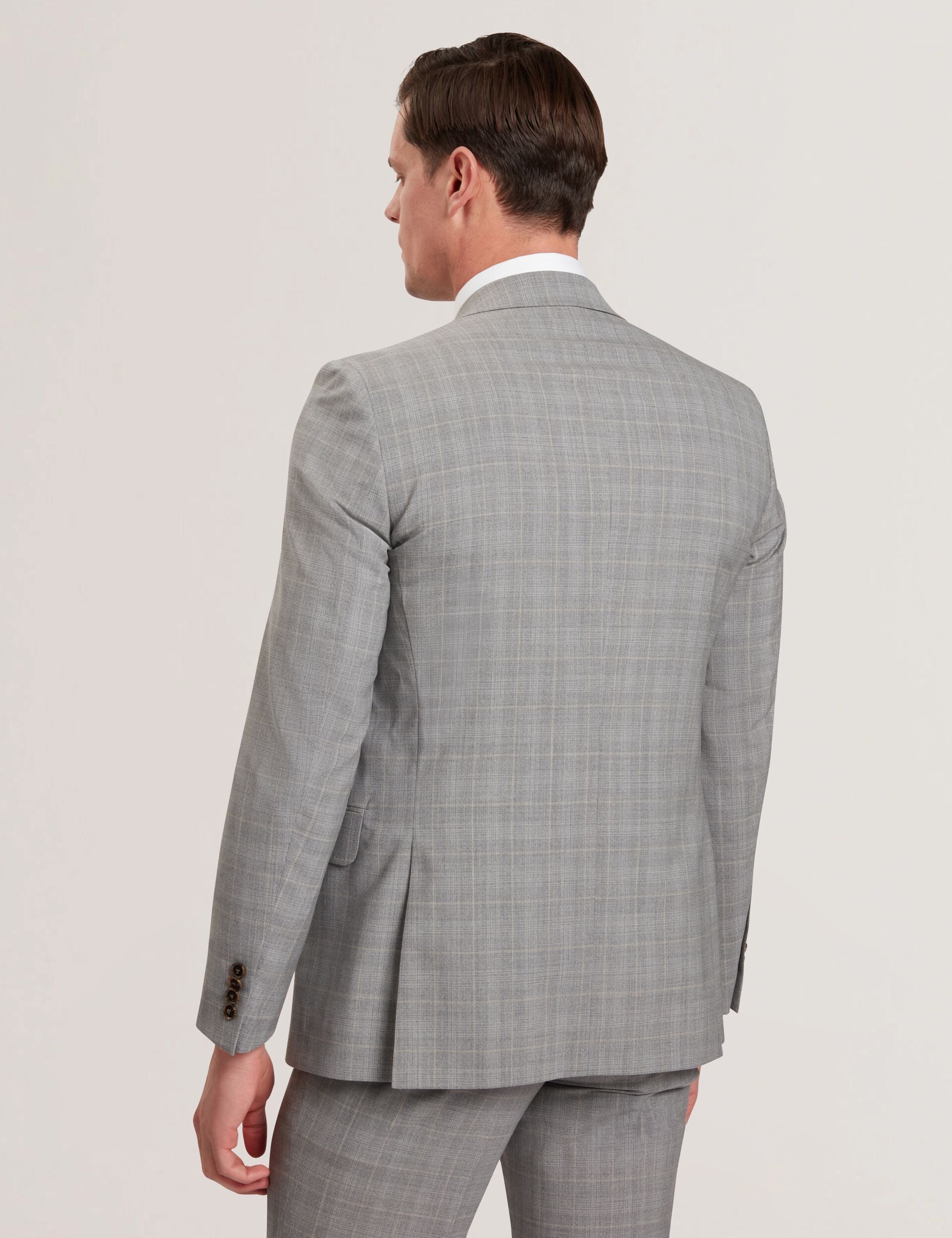Men JAYSON - Slim Fit Grey Check Wool Suit Jacket - Ted Baker