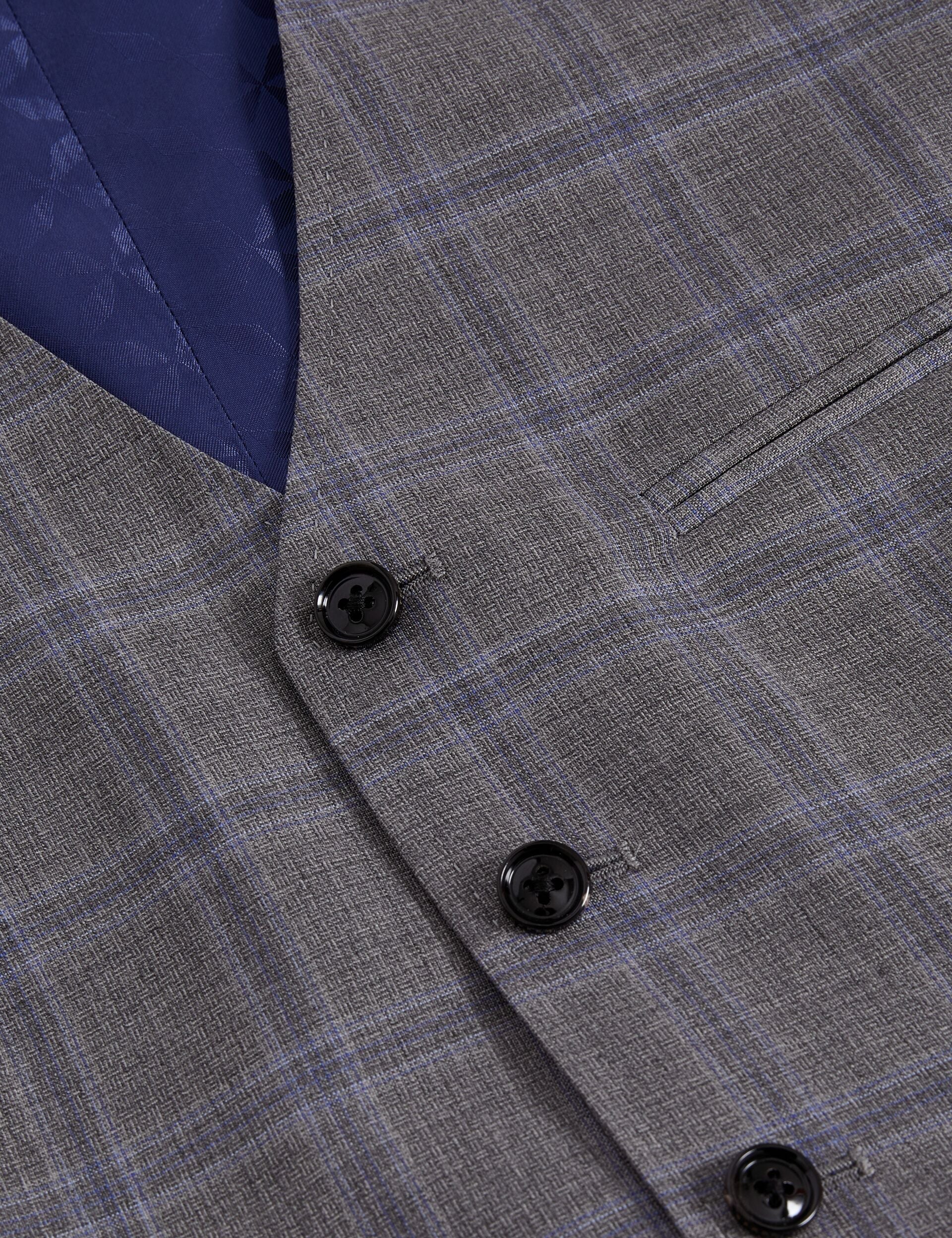 Men RONAV - Windowpane Check Wool Suit Vest - Ted Baker