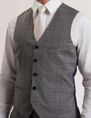 Men RONAV - Windowpane Check Wool Suit Vest - Ted Baker