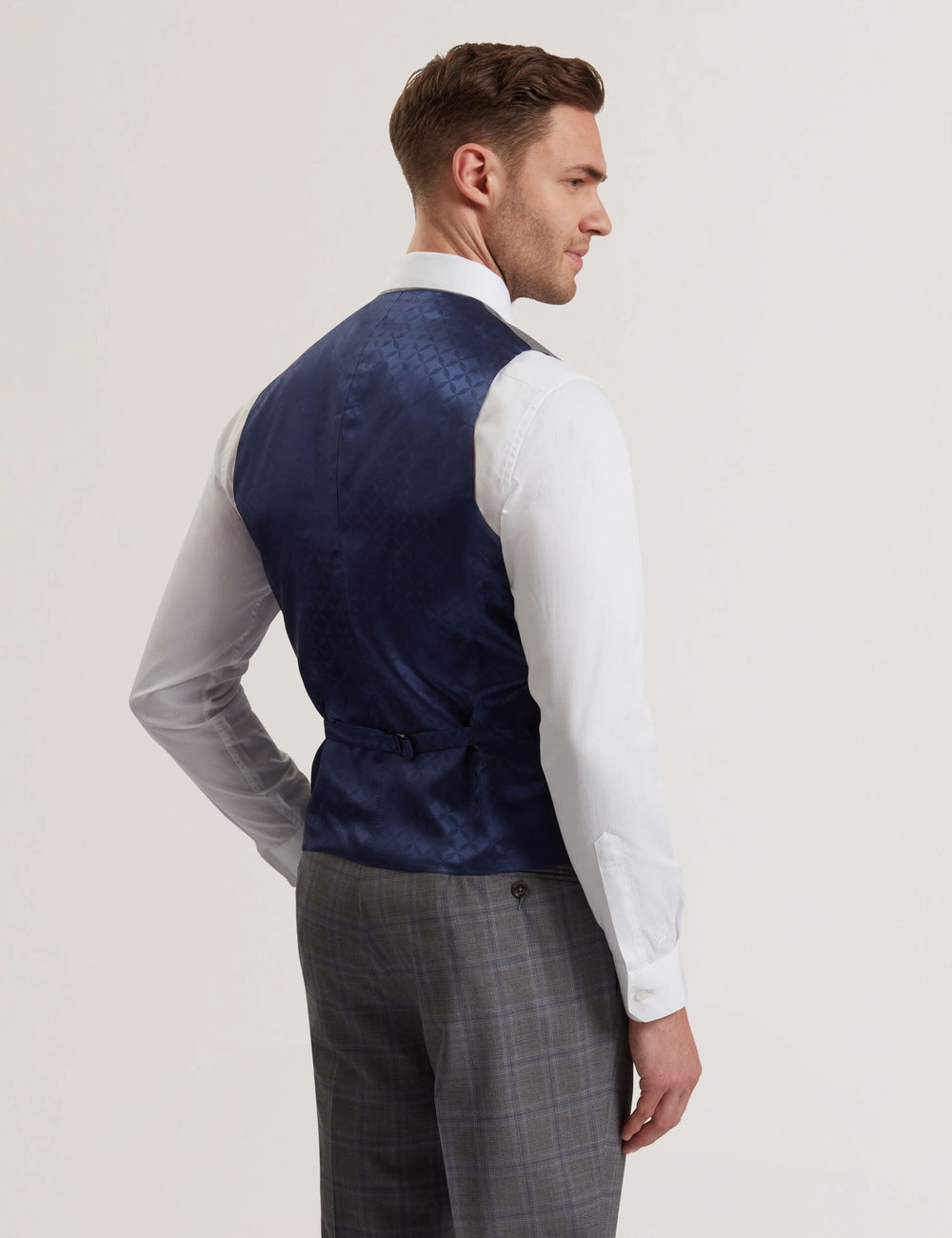 Men RONAV - Windowpane Check Wool Suit Vest - Ted Baker