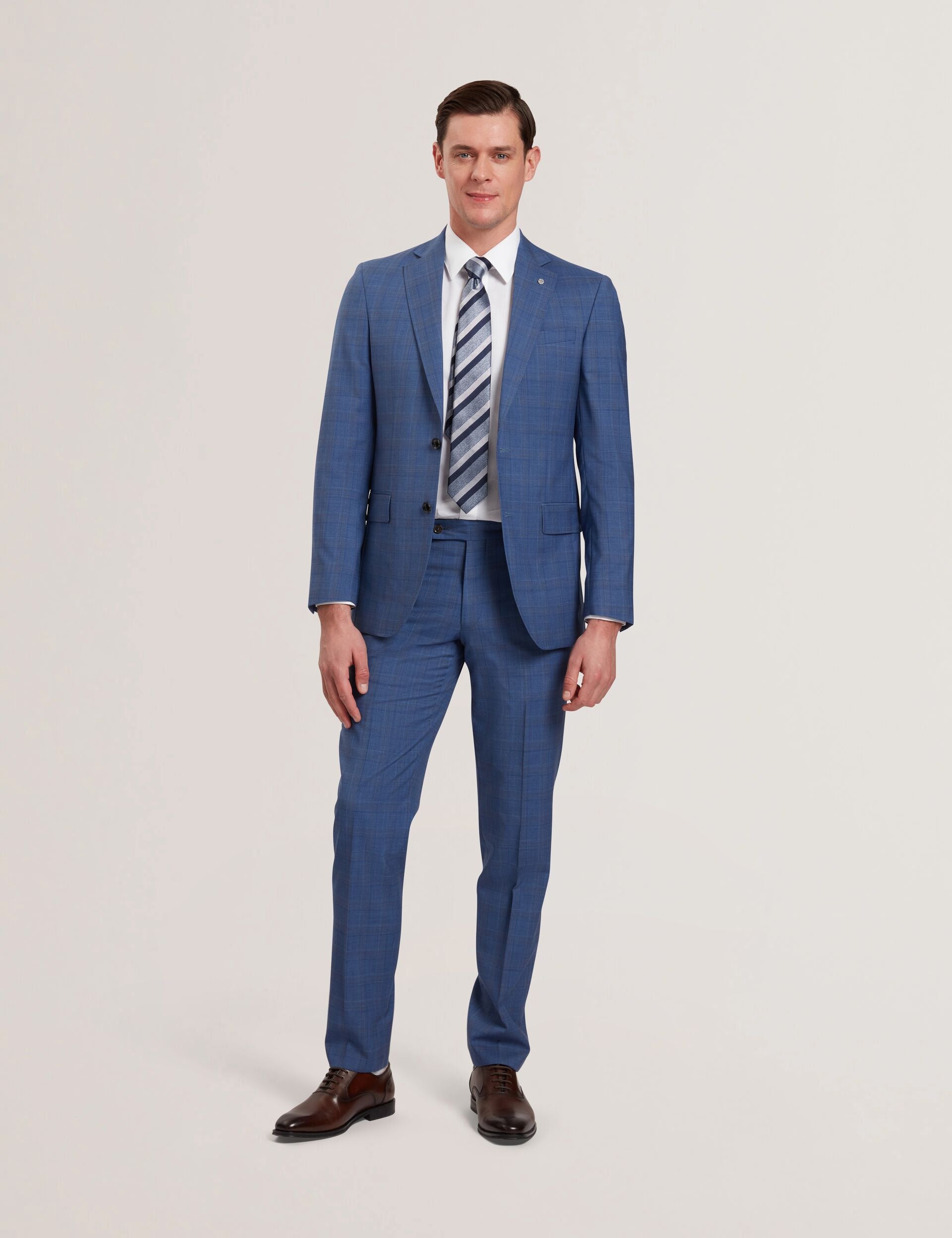 Men JAYAD - Slim Fit Blue Check Wool Suit Jacket - Ted Baker