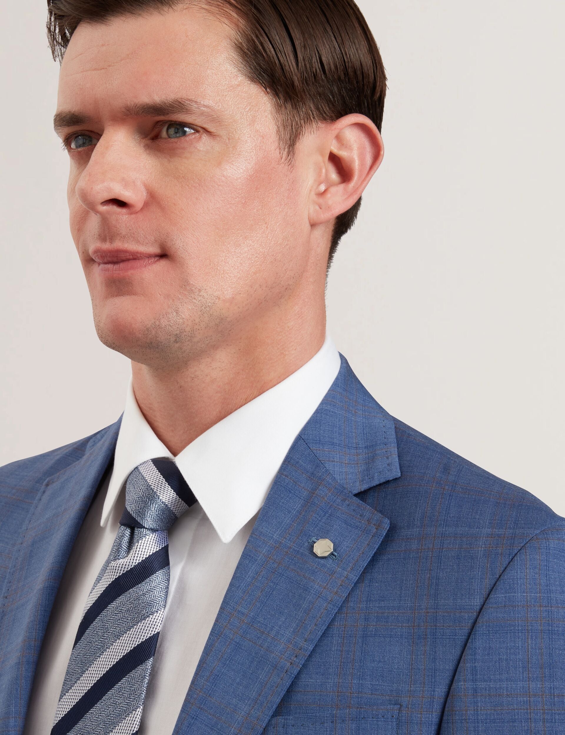Men JAYAD - Slim Fit Blue Check Wool Suit Jacket - Ted Baker