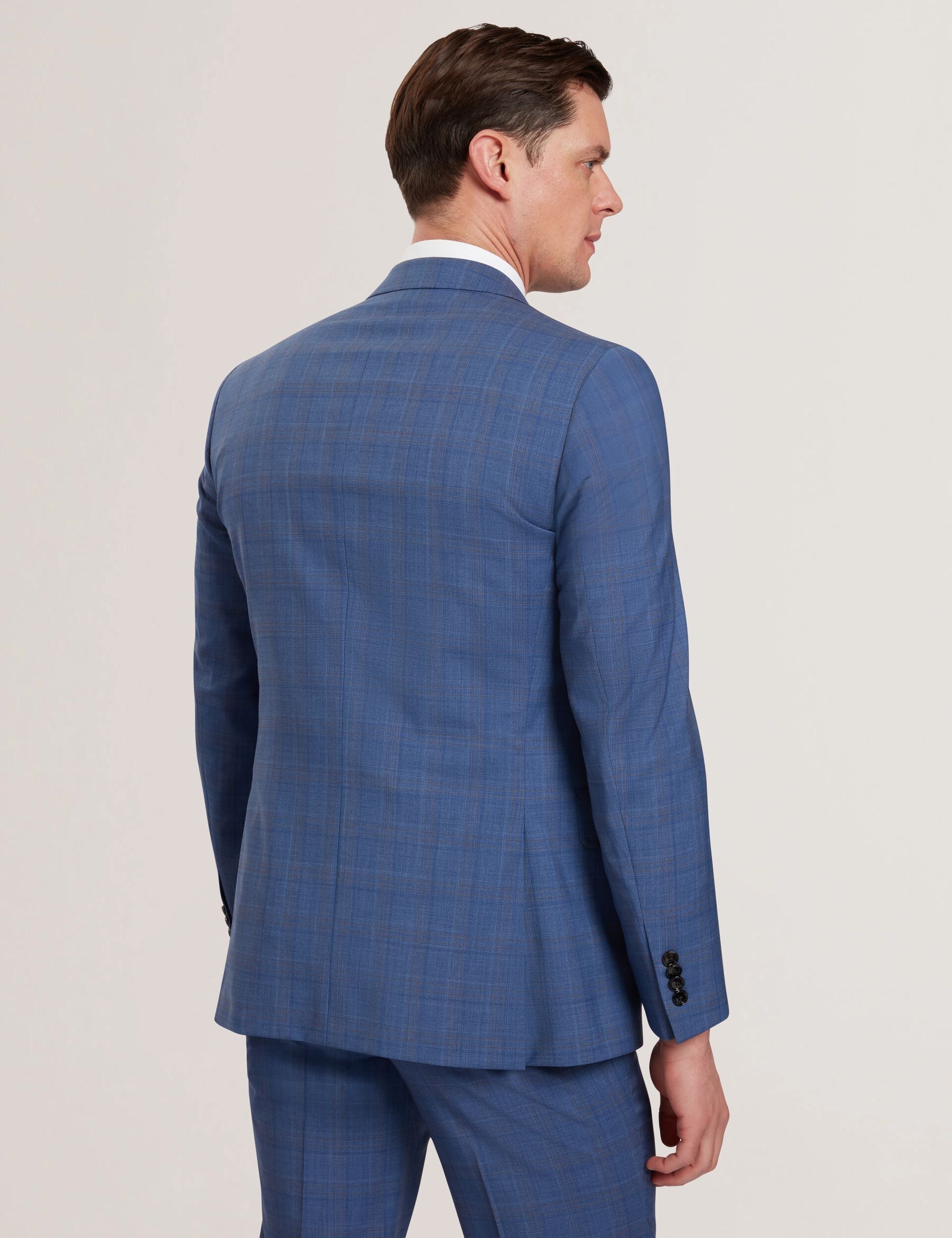Men JAYAD - Slim Fit Blue Check Wool Suit Jacket - Ted Baker