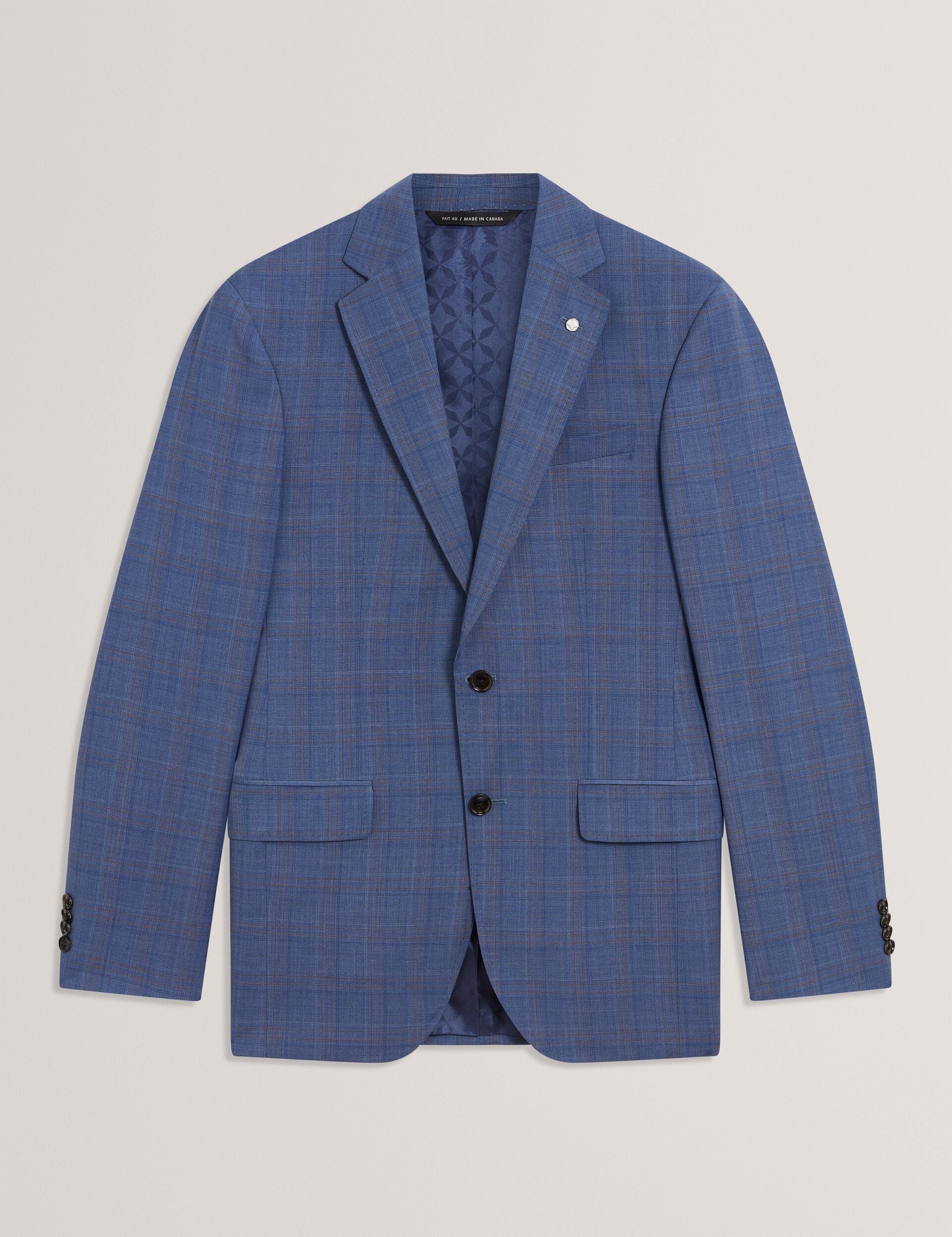 Men JAYAD - Slim Fit Blue Check Wool Suit Jacket - Ted Baker