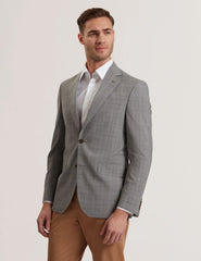 Men RON - Windowpane Check Wool Suit Jacket - Ted Baker