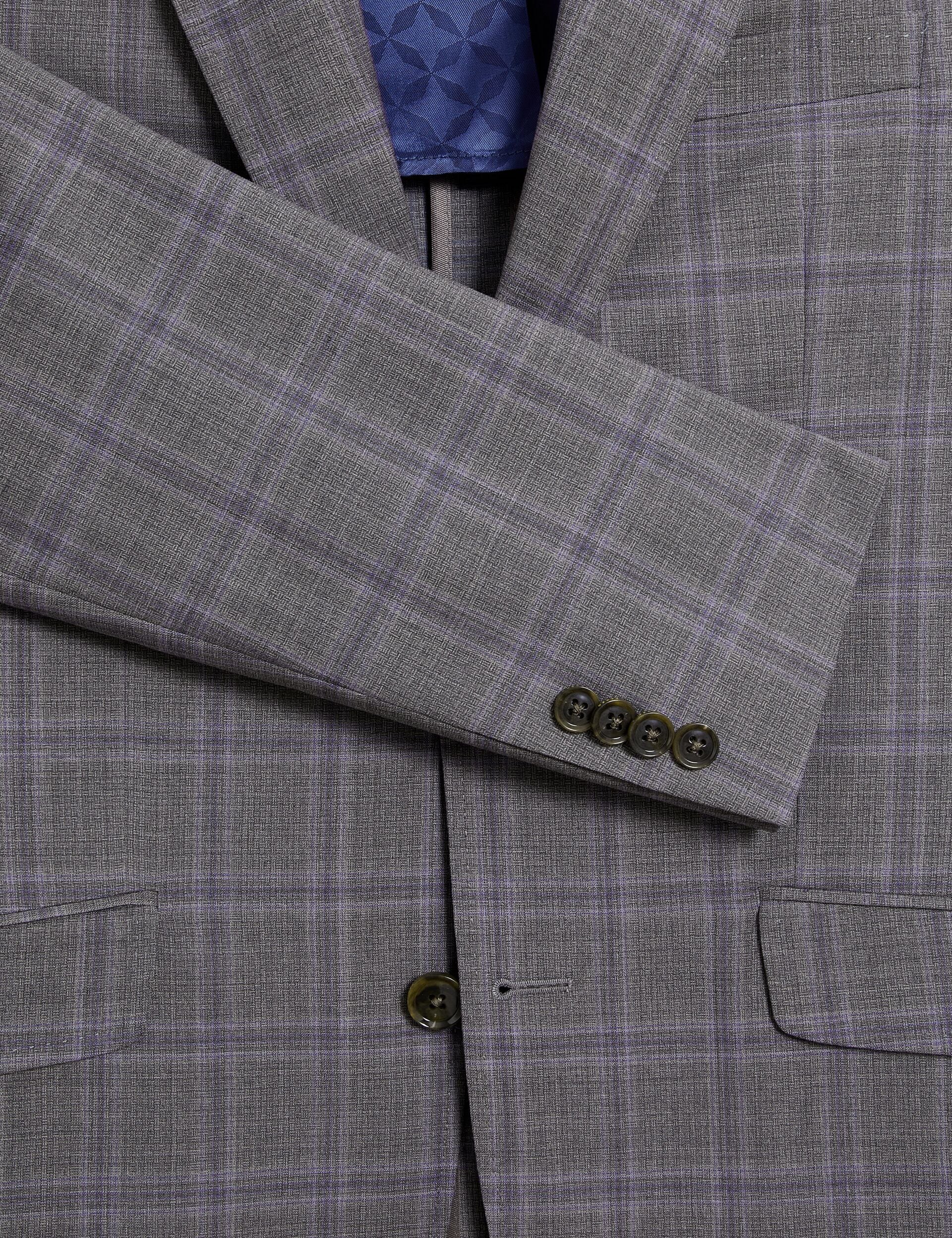 Men RON - Windowpane Check Wool Suit Jacket - Ted Baker