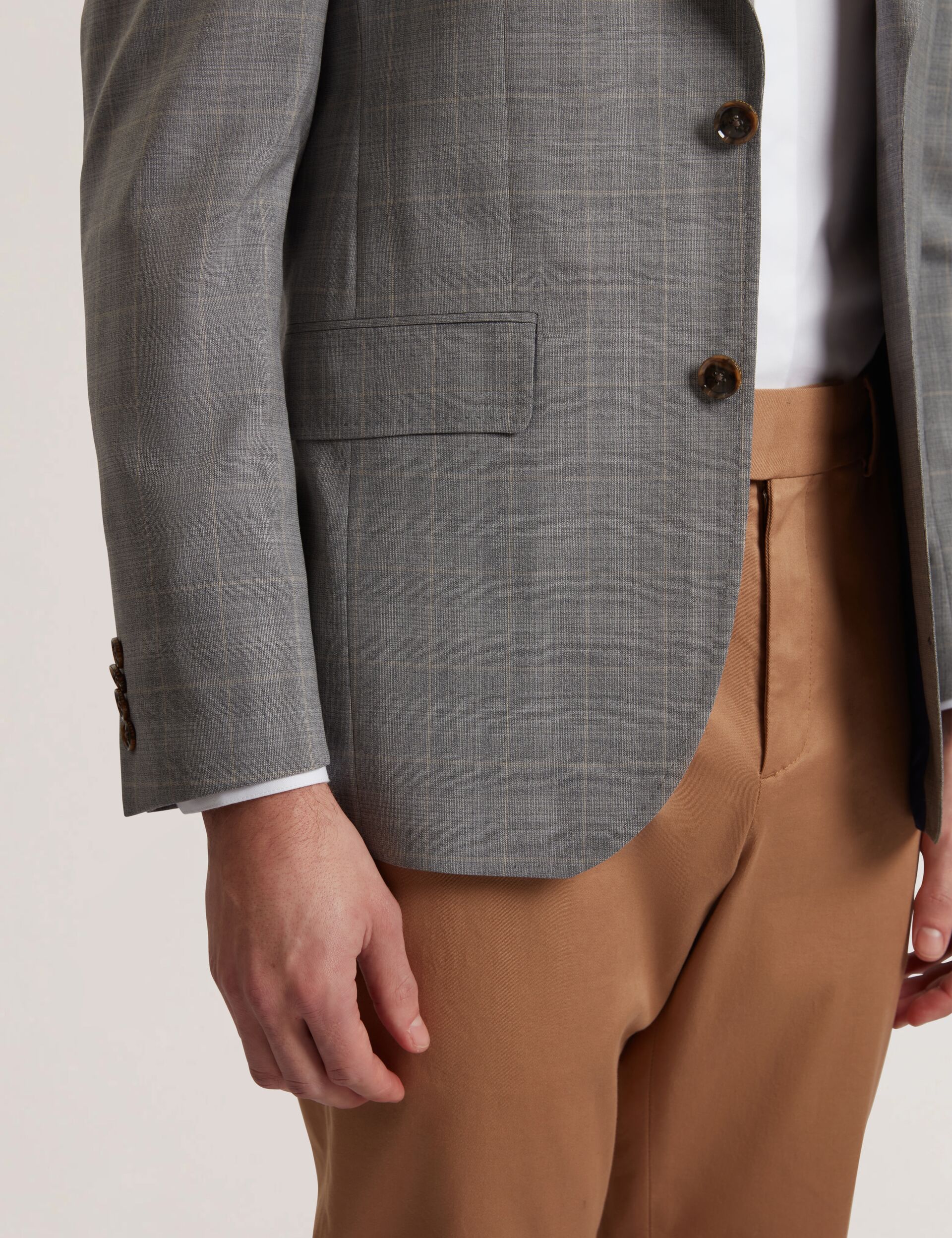 Men RON - Windowpane Check Wool Suit Jacket - Ted Baker