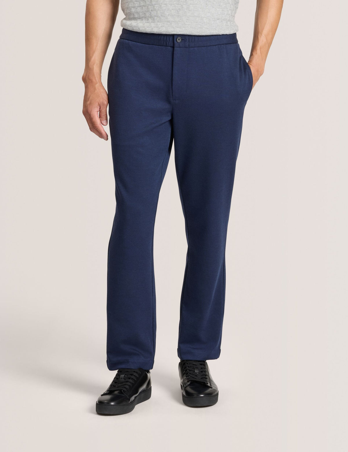 Men KNIT TWILL ELASTIC TROUSERS - Insignia Blue Heather - Ted Baker