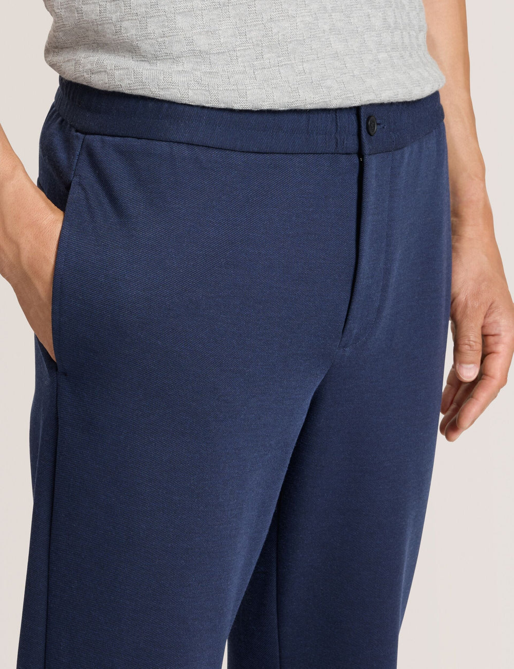 Men KNIT TWILL ELASTIC TROUSERS - Insignia Blue Heather - Ted Baker